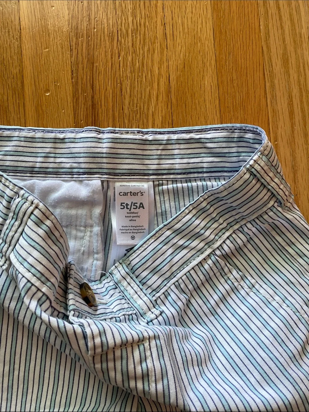 Boy’s Striped Cotton Shorts - Light Blue/White